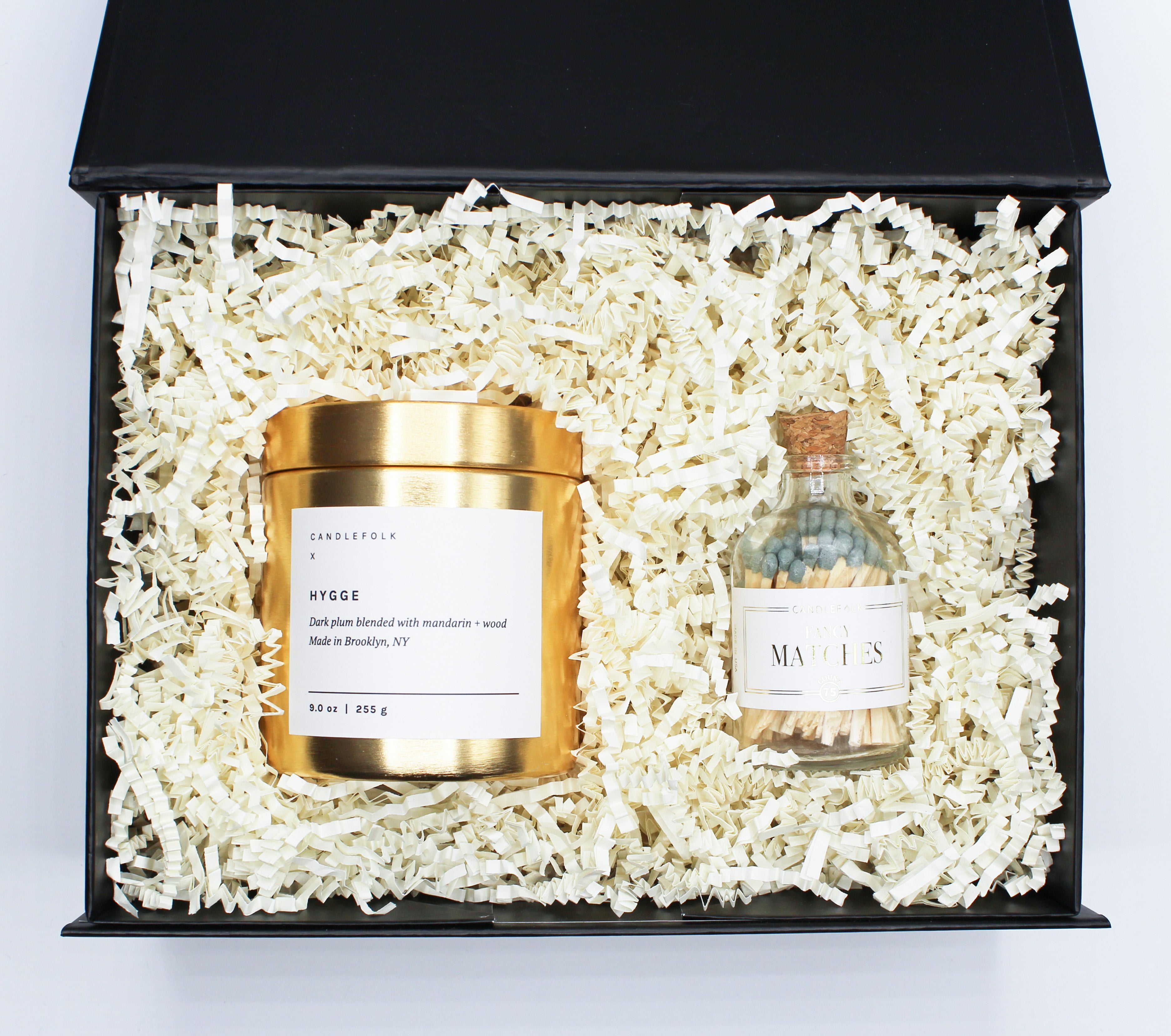 Holiday Gold Tin Candle & Matches Gift Set